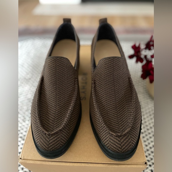 New Rothy's The Lug Loafer Merino Wool Knit Brown Herringbone Size 10.5 Chunky - Picture 2 of 13